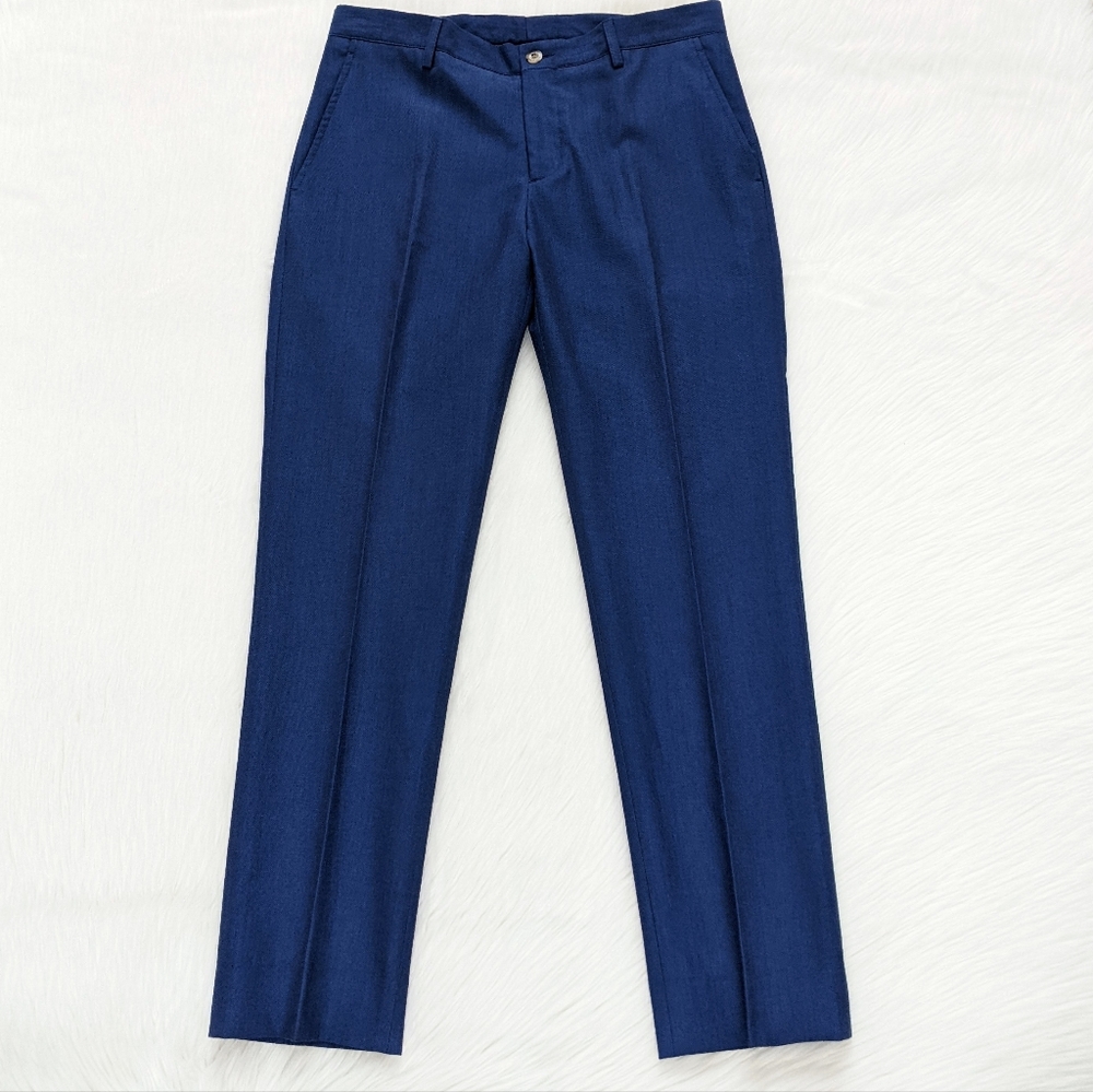Etro Blue Pants Wool And Cotton Blend Trousers | Waist 31/32
